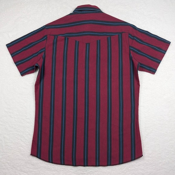 Wrangler Shirt Mens LT Red Stripe Western Pearl Snap Front Short Sleeve Cowboy - Picture 6 of 7